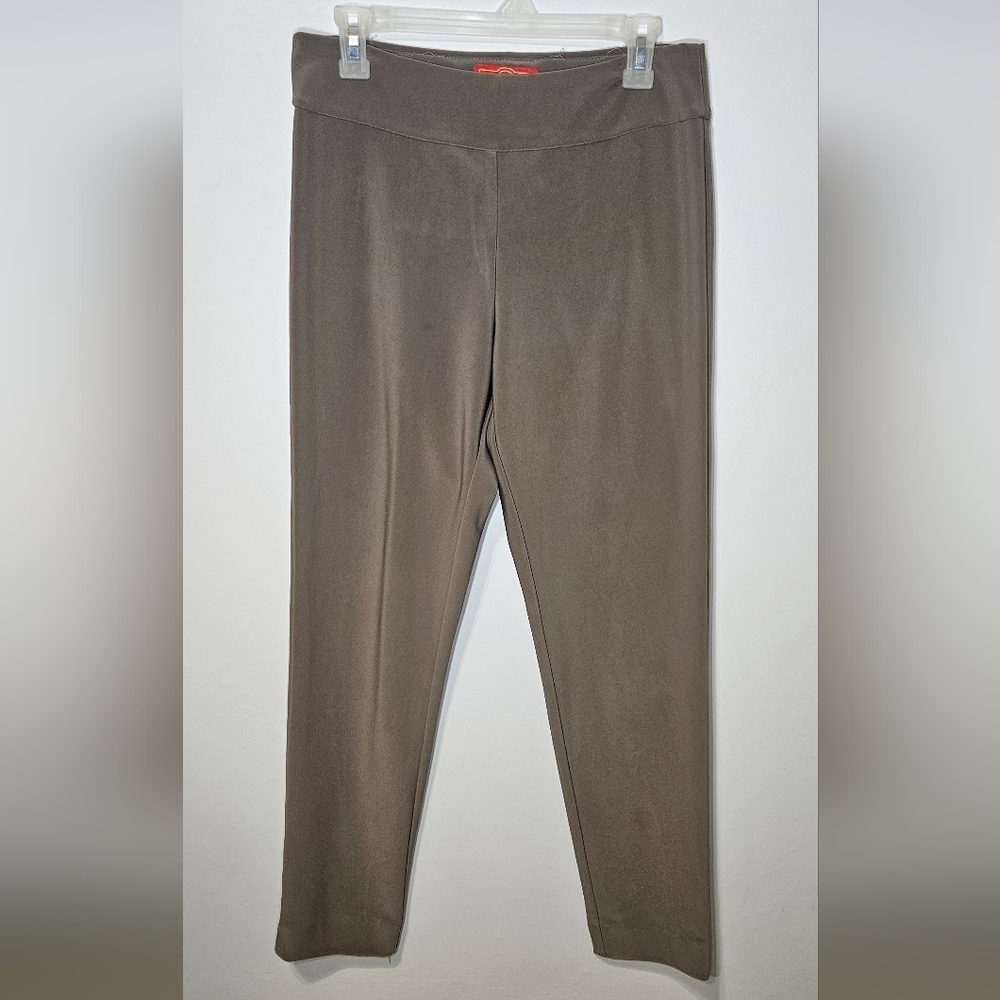 Krazy Larry Pants 12Pull On Khaki Women Mid Rise Trouser Stretch Tan B8 See Des